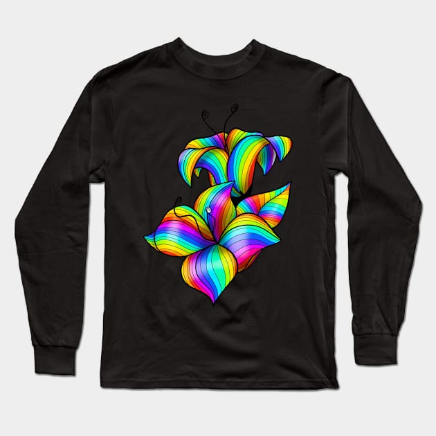 Rainbow lily flowers Long Sleeve T-Shirt by Izzzzman